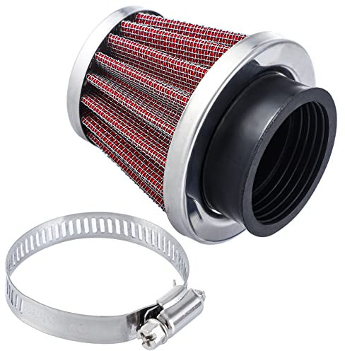 CarBole Luftfilter Roller 34mm 35mm 36mm Doppelschicht Stahl Luft Filter für Motorrad Roller ATV Moped Mofa, Rot