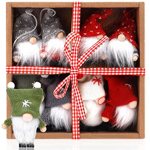 Amzeeniu 8er Set Weihnachtswichtel,Wichtel-Anhänger für den Weihnachtsbaum,Christbaumschmuck,Weihnachtsschmuck,Geschenk-Anhänger,Weihnachten wichtel deko,GNOME Puppe Geschenke,gnom Santa Christmas