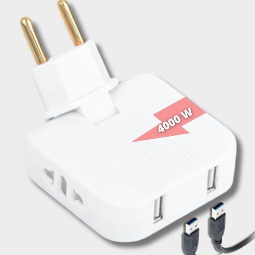 APUKESE Multiprise Plate – Prise Murale Extra Plate 2 Ports USB + 2 Prises – Adaptateur Multiprise Plat – Prise Murale