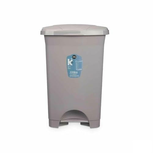 BigBuy Home Pattumiera a pedale grigio plastica 50 L (3 pezzi)