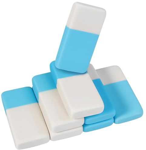 AmoreAngel Crafts 8 Pcs Eraser, Blue and White Dual Color Pencil Erasers, for Writing Correction, Sketch Pencil Eraser, Office Supplies, Back to School Supplies