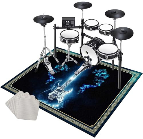 Drum Teppich Schlagzeugteppich Schallschutz Schlagzeug Teppich Professionelles rechteckiges elektronisches Jazz Schlagzeug Kit für Bass Drum Snare Drum und andere Instrumente Teppich 120 x 70 cm