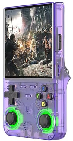 R36 Ultra Retro handhållen spelkonsol med öppen källa Linux-system, 10 cm IPS-skärm, 64G/128G TF-kort innehåller 15 000+/30 000+ spel, WIFI-aktiverad, retrospel handhållen emulatorkonsol lila