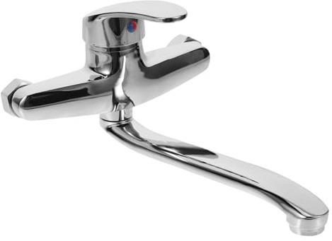 SOPOTUTU Grifo De Lavabo De Cobre y Grifo De Pared, Sin Óxido, Mezclador De Agua Fría y Caliente Doble Caño, Montaje Pared Para Baño y Cocina, 18 Cm, Instalación Rápida