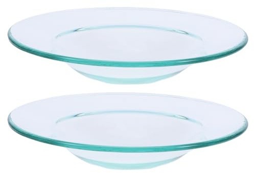 INOOMP Piastre Scaldafragranze a Tenuta Stagna in Vetro, Vassoi Scaldacera Trasparenti Diametro 120 Mm, Accessori Scaldacera per Lampade Aromaterapia Casa e Ufficio, Confezione da 2 Pezzi