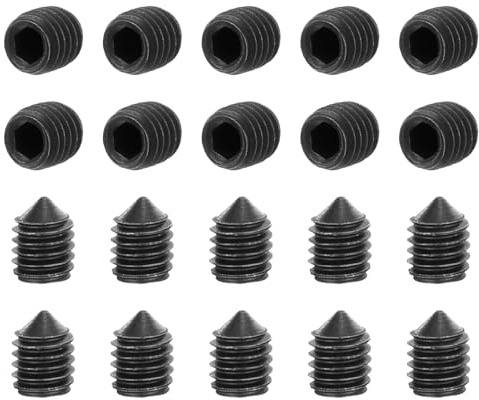 QUARKZMAN 40 stycken gängstift M3 x 4 mm kolstål konisk spets inre sexkant skruvskruvar för maskiner husreparation och fästelement svart
