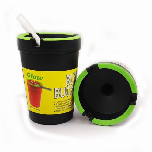2-Pack Extinguishing Ashtray Car Butt Bucket Cigarette Ashtray Glow in the Dark for – Smoke Odor Reducer | Fits Cup Holders | Self-Extinguishing Design | Portable No-Mess Ash Tray for Car, Home