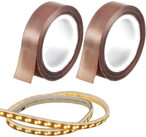 Nretluo Led Light Strip Tape，2 PCS 1.5cmx10m Led Diffuser Strip，Leds Strip Diffuser,Teflon Tape for Light Dimming Masking Cover Soften Lighting Blocking(Brown)
