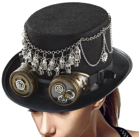 Steampunk Cylinderhatt Retro Skallerekvisita Med Justerbar Rem | Fest Cosplay Vuxna Steampunk Hatt För Scenfotografering Karnevaler Och Maskerader Entusiaster