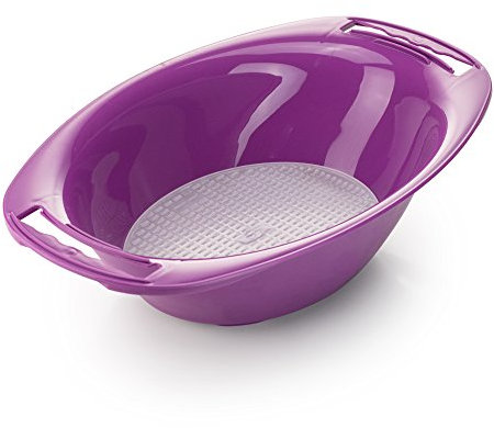 Börner Auffangschale mit Sieb Vital, V5, V6 & Powerline Reiben • Salatschüssel für V-Hobel • Auffangbehälter für Gemüse • Schüssel für Küchenhobel • Farbe: Violett