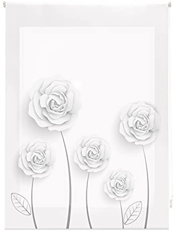 Blindecor Flores | Estor Enrollable Translúcido con Estampado Impresión Digital | Modelo Garden | 130 x 180 cm (ancho por alto) Tamaño de la Tela 127 x 175 cm | Estores para Ventanas