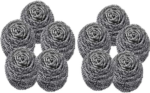 LATRAT Rascador de ollas de acero inoxidable, estropajo de acero inoxidable, ayuda a los arañazos de ollas para mejores resultados de limpieza en la cocina (10 unidades)