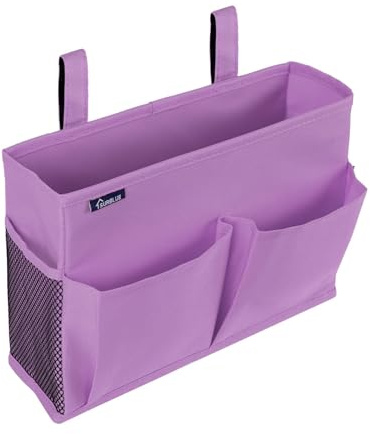 Surblue Caddy Hanging Organizer Bedside Storage Bag for Bunk and Hospital Beds, Purple, Small