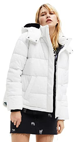 Desigual Padded_ESTOCOLMO, 1000 White Cappotto Corto Imbottito, XXL da Donna