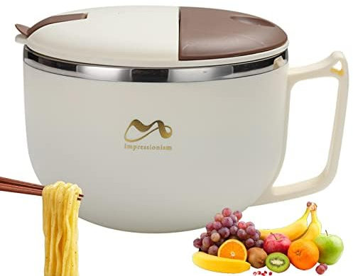 Syfunlv Ramen Schüssel,1200mL, instant nudel schüssel, nudelschüssel, ramen instant nudeln bowl Suppenschalen, ramen schüssel set mit deckel, instant nudeln cup, instant nudeln topf (L)