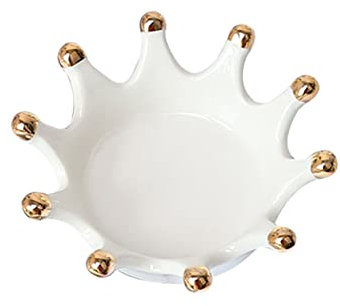 COHEALI Plat À Bijoux En Céramique Forme De Couronne Organisateur Élégant Pour Bagues Et Colliers Cadeau Parfait Pour Mariage Et Anniversaire