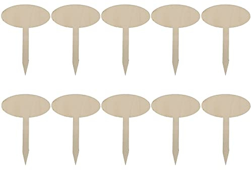 Juego de 20 carteles de madera de alta calidad, para escribir en diferentes formas, accesorios de jardín, bonitos carteles de madera, aprox. 10,8 cm x 6 cm, forma P