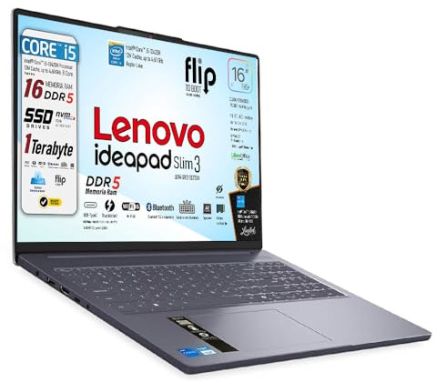 Lenovo, Pc portatile notebook, Cpu Intel i5 13Th, 13420H 8Core, Ram 16Gb DDR5, Display WUXGA 16, SSD Pci Nvme da 1 TeraByte, webcam, usb, Tastiera retroilluminata, pronto all'uso, garanzia Italia