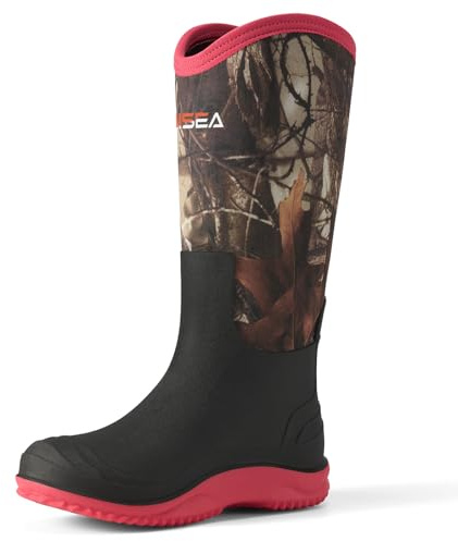 HISEA Women's Mud Rain Boots, Waterproof Tall Garden Shoes, Insulated Neoprene Rubber for Outdoor Activities: Hunting, Gardening, Farming, Muddy Yard Work, Sizes US 6-11
