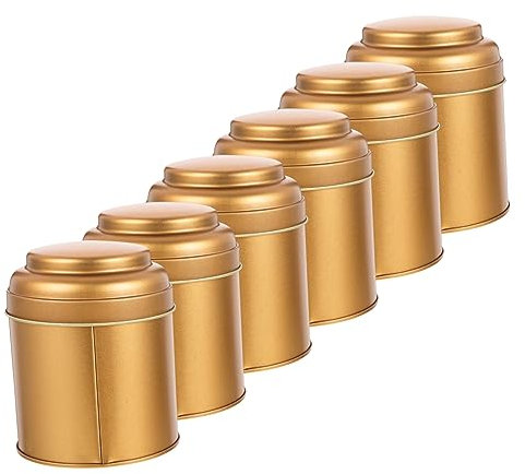 Zerodeko 6pcs Double Lids Tea Canisters Set, Tinplate Airtight Storage Jars with Loose Leaf Tea Canister Function, Frosted Rose Gold Metal Containers for Kitchen Pantry Organization