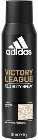 adidas Victory League Déodorant en spray pour homme 48 heures de parfum extra longue durée dynamique épicé 150 ml