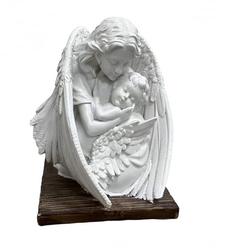 Tuzsocr Statues de Jardin Ange tombale endormi, Petit Ange Gardien en deuil, Figurine d'ange funéraire pour cimetière, résistante aux intempéries, au Gel, Statue comme décoration funéraire et Jardin