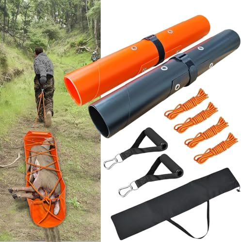 Bayattoo Deer Drag Sleds - Heavy-Duty, Tear-Resistant Game Hauler for Hunting with Ropes and Handles, Portable and Durable Outdoor Gear (2-Set)