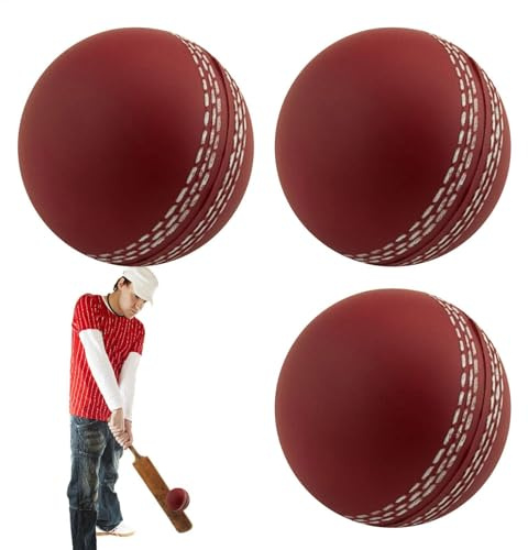 3 Pieces Soft Practice Crickets Balls, Crickets Balls For Training, Rubber Crickets Ball With Core & Stitched Seam, Practice & Excellent Bounce Skills Soft Foam Rubber Crickets Ball