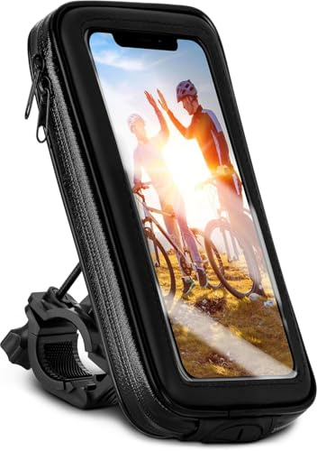 moex Cykelväska för Samsung Galaxy S25 Ultra mobiltelefonhållare cykelstyre vattentät, styrväska med pekfönster, cykelhållare mobiltelefon 360 graders roterbar, e-cykelhållare, svart