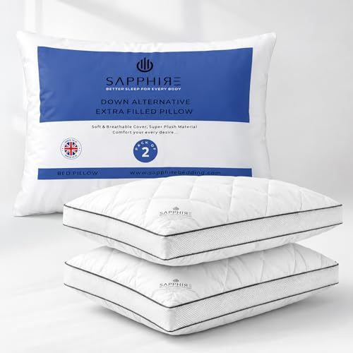 SAPPHIRE Luxury Pillows 48cm x 74cm – Hotel Pillows for Ultimate Comfort, Hotel Quality Pillows for Sleeping, Premium Pillows for Bed, Soft & Supportive Bed Pillow Pair, Pillow 2 Pack