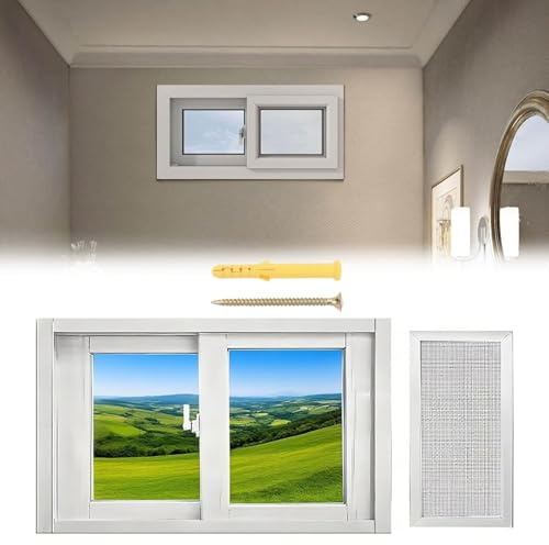 Genérico Sustitución De Ventanas De Casa, Ventanas De Cobertizo, Ventana Corredera Blanca con Marco De Aleación De Aluminio, Ventana De Sótano Ventana De Casa Móvil para Ventilar(53x33cm)