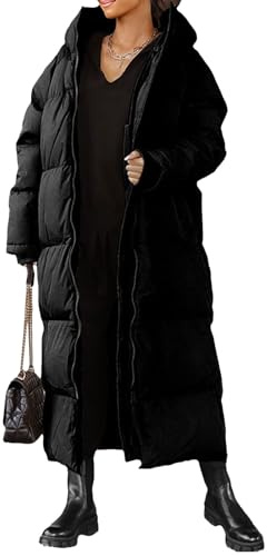 Damjacka med huva, vadderad maxi dunjacka, vintervadderad ytterjacka, långärmad, varm kappa