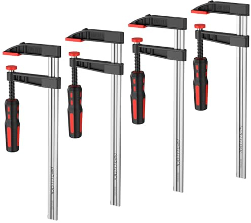 GETLITOOL 4 piezas Sargentos en F 12 y 6 pulgadas, 300mm, Profundidad 80mm, Alta Resistencia 270kg, para Carpintería Profesional y Bricolaje