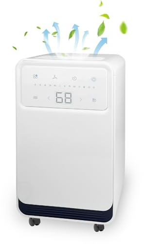 12L/Day Dehumidifier for Bedroom, Dehumidifier for Drying Clothes with Digital Humidity Display & Control, 9 Modes 24H Timer for Home Room Dehumidifiers, Sleep Mode, Air purifier, 2L Water Tank