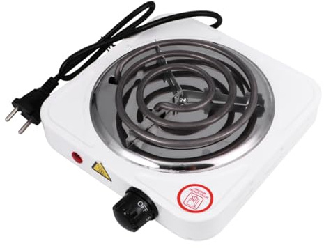 LOLIPPYY Stufa Elettrica Regolabile 1000w Protezione Surriscaldamento e Design Antistatico, Fornello Elettrico Portatile Bianco per Cucina e Uso On-the-go