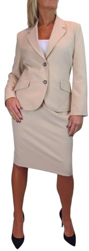 Paulo Due Women's 2 Piece Trouser Suit Fully Lined Blazer Beige (18)