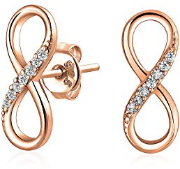 Klassisk kubisk zirkonia eternity cz accent pave romantisk kärlek knut symbol eternity infinity stud örhängen för kvinnor tonåringar flickvän 14K gul rosenguld förgylld. 925 sterlingsilver, 0.25,