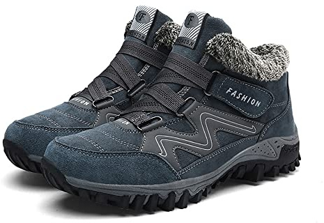 ZHAOCAI Fleekcomfortable Snowy Villi läder ankelstövlar, dam vinter termisk villa läder plattform mode höga stövlar, Mörkgrått, 38.5 EU