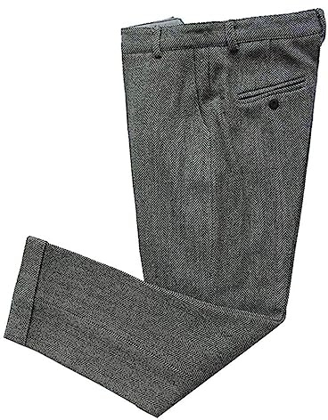Solovedress herr vintage tweed klänning byxor fiskben normal passform affärskostym byxor