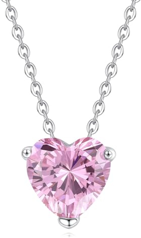 GAVU Collana Punto Luce da Donna con Ciondolo Cuore Rosa di Cubic Zirconia e Catenina in Argento Sterling 925, Collana Argento 925 Donna