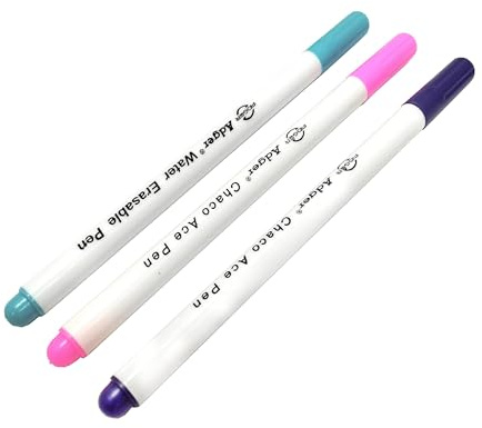 JYC CREATIVE 3 Water Erasable Fabric Markers, Fabric Marker Pen for Disappearing Ink, Fabric Marker for Crafts, Soap for Fabrics, (3 Colors, 3 Pieces)