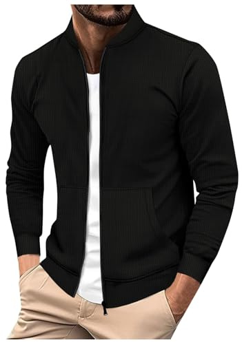 Bauzuoyo Chaqueta de punto para hombre, de punto fino, con cremallera y bolsillos, chaqueta de punto, cárdigan de invierno, sudadera deportiva para exteriores, abrigo de invierno, corte regular