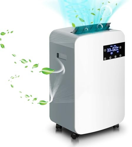 12L Dehumidifier for Home, Dehumidifier Bedroom Real-Time Digital Humidity Display & Control, Childlock, 24H Timer, Smart Dehumidify/Laundry Dry/Sleep Mode,with 2.5L Water Tank & Hose