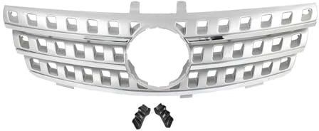 Rejillas Frontales de Radiador Parrilla De Capó Radiador Parachoques Delantero Coche Parrilla Carreras Plateada Para Benz Para ML Clase W164 ML320 ML350 ML550 2005 - 2008 Rejillas Rejilla De Ventilaci