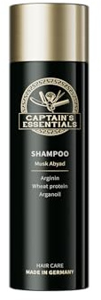 CAPTAIN'S ESSENTIALS® Shampoo Herren — Premium Haarshampoo Männer, fördert Haarwachstum, Anti Schuppen Shampoo gegen Haarausfall, Arganöl, Wheat Protein, Menthol&Arginin, Vegan (250ml Musk Abyad)