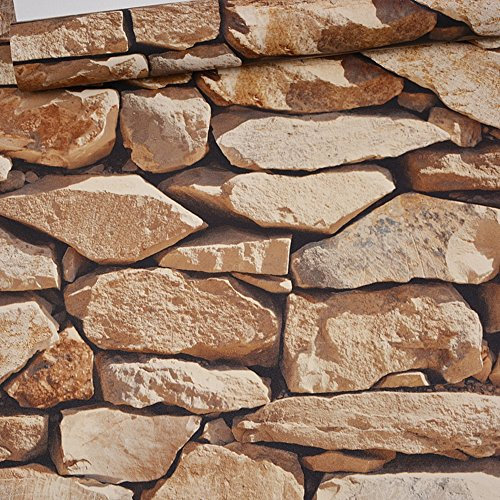 Blooming Wall Papier peint 3D imitation pierre vintage texturé pour salle de bain, cuisine, salon, chambre à coucher, grande taille, 1,5 m² par rouleau