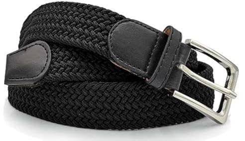Glomy Cintura Elastica Intrecciata da Uomo, Nero, 115cm