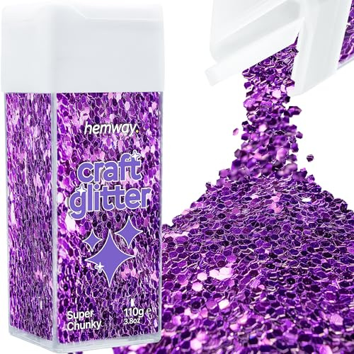 Hemway Craft Glitter Shaker Purple 110g Super Chunky | for Resin & Epoxy Crafts, Christmas Art Supplies, Nail, Body, Face, Eye, Festival, Crafting, Slime, Sparkle