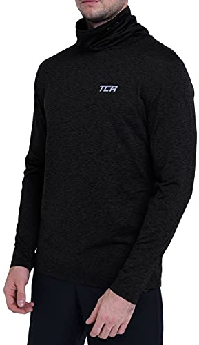 TCA Camiseta Térmica de Running con Cuello de Embudo para Hombre - Negro, M