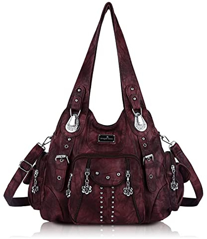 Angel Kiss Handbags for Women Soft PU Leather Large Hobo Bags for Ladies Top Handle Satchel Shoulder Bag Top Handle Satchel, D.pink, One Size